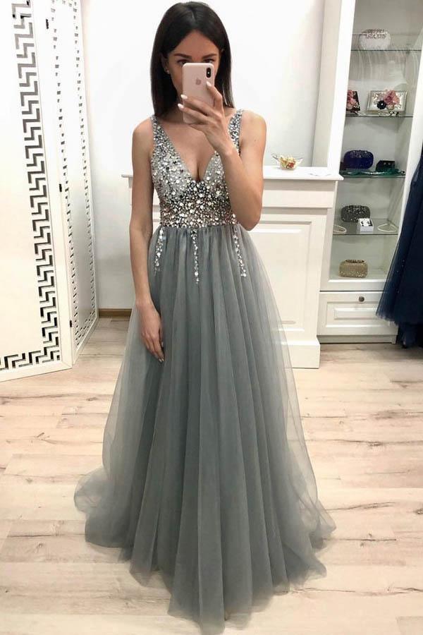 grey prom dresses